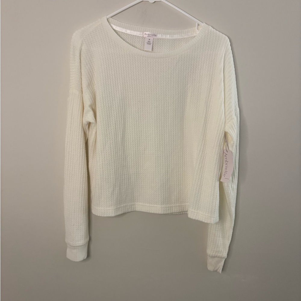 Ambrielle Ivory Ribbed Long Sleeve Top